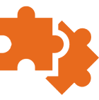Orange puzzle pieces on black background.